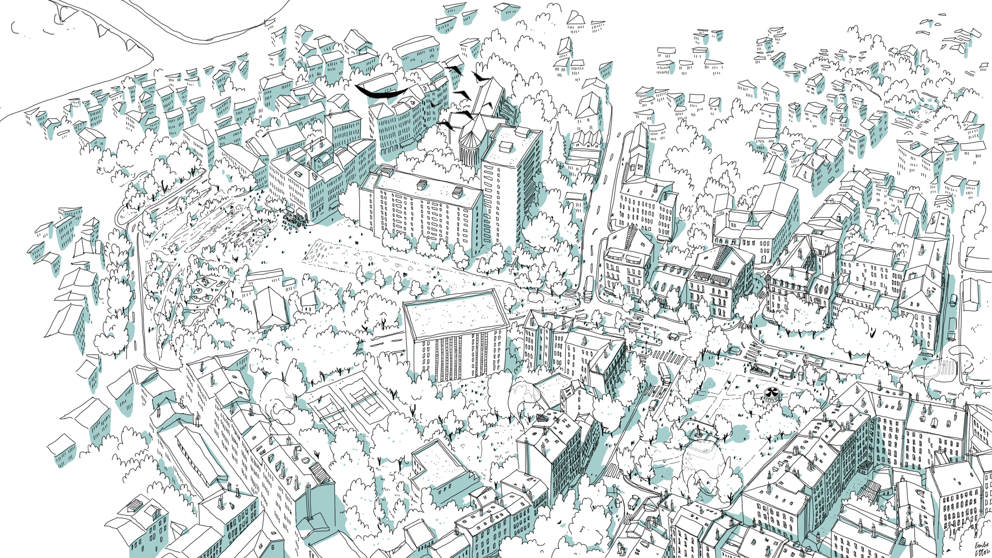 Croquis du quartier de la Croix-Rousse © Emilie Ettori